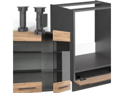 Vicco Fame-Line Eckküche Goldkraft Eiche/Anthrazit 160 x 190 cm AP Eiche ohne E-Geräte