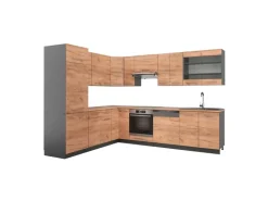 Vicco Fame-Line Eckküche Goldkraft Eiche/Anthrazit 227 x 287 cm AP Eiche ohne E-Geräte