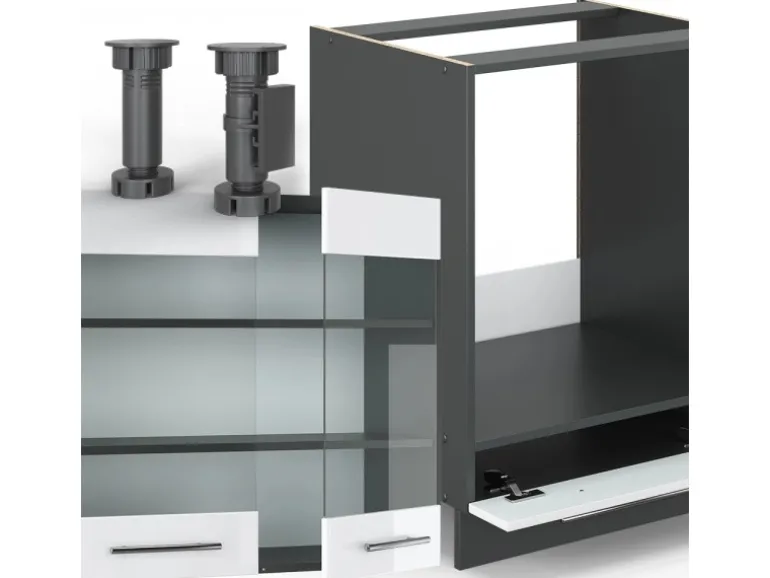 Vicco Fame-Line Eckküche Weiß Hochglanz/Anthrazit 227 x 60 cm ohne Arbeitsplatte ohne E-Geräte