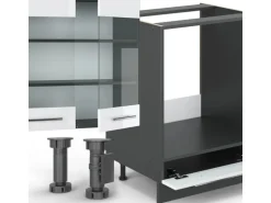 Vicco Fame-Line Eckküche Weiß Hochglanz/Anthrazit 347 x 257 cm AP Marmor ohne E-Geräte