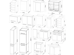 Vicco Fame-Line Eckküche Weiß Hochglanz/Goldkraft Eiche 347 x 257 cm ohne Arbeitsplatte ohne E-Geräte