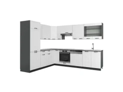 Vicco Fame-Line Eckküche Weiß Landhaus/Anthrazit 227 x 60 cm ohne Arbeitsplatte ohne E-Geräte