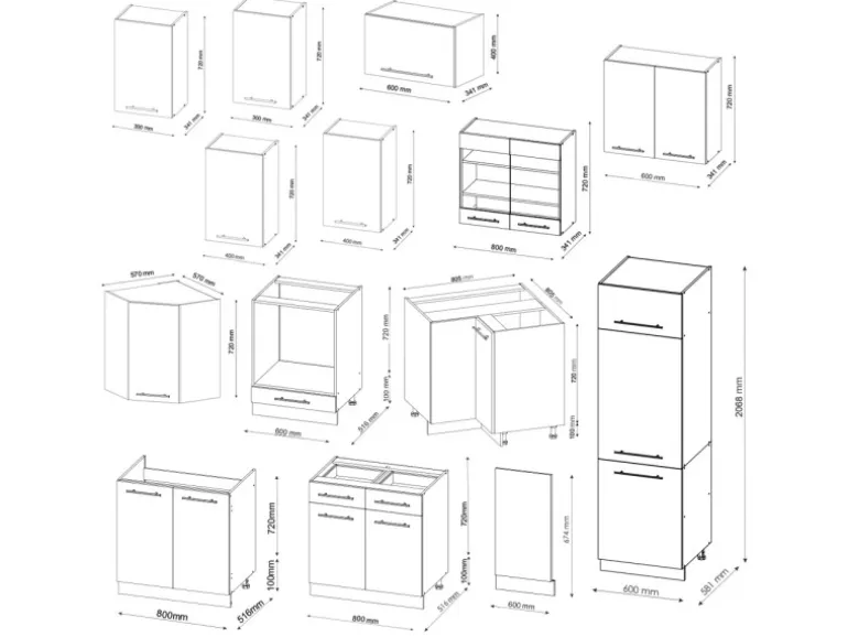 Vicco Fame-Line Eckküche Weiß Landhaus/Anthrazit 227 x 60 cm ohne Arbeitsplatte ohne E-Geräte