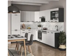 Vicco Fame-Line Eckküche Weiß Landhaus/Anthrazit 227 x 60 cm ohne Arbeitsplatte ohne E-Geräte