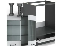 Vicco Fame-Line Eckküche Weiß Landhaus/Anthrazit 227 x 60 cm ohne Arbeitsplatte ohne E-Geräte