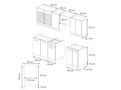 Vicco Fame-Line Küchenschränke Grün-Gold Landhaus/Anthrazit 240 cm AP Anthrazit ohne E-Geräte