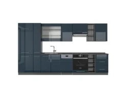 Vicco Fame-Line Küchenschränke Dunkelblau Hochglanz/Anthrazit 355 cm ohne Arbeitsplatte ohne E-Geräte