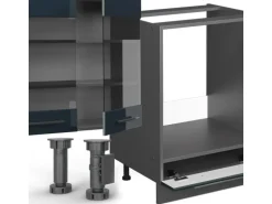 Vicco Fame-Line Küchenschränke Dunkelblau Hochglanz/Anthrazit 355 cm ohne Arbeitsplatte ohne E-Geräte