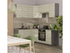 Vicco Fame-Line Küchenschränke Eiche Paneel/Anthrazit 160 x 60 cm ohne Arbeitsplatte ohne E-Geräte