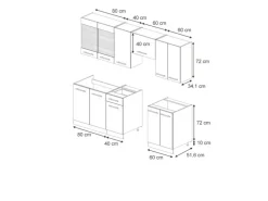 Vicco Fame-Line Küchenschränke Grün-Gold Landhaus/Weiß 240 cm ohne Arbeitsplatte ohne E-Geräte