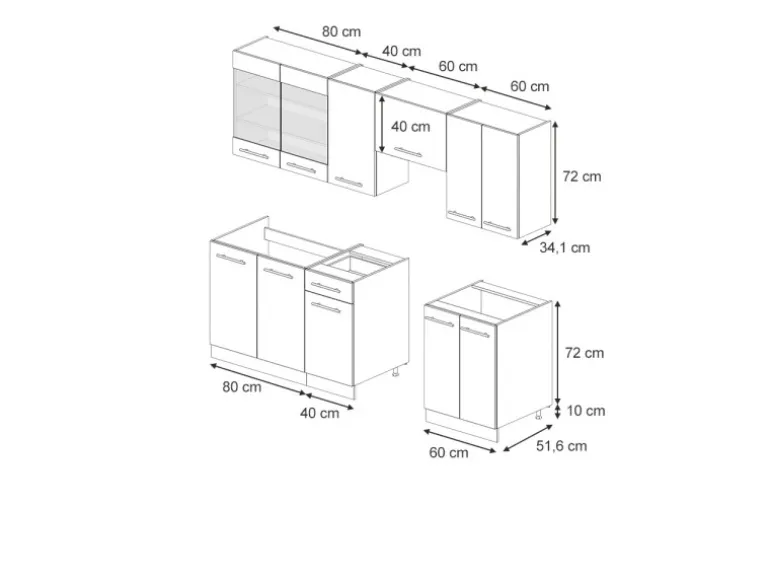 Vicco Fame-Line Küchenschränke Grün-Gold Landhaus/Weiß 240 cm ohne Arbeitsplatte ohne E-Geräte