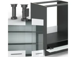 Vicco Fame-Line Küchenschränke Weiß Hochglanz/Anthrazit 160 x 60 cm ohne Arbeitsplatte ohne E-Geräte