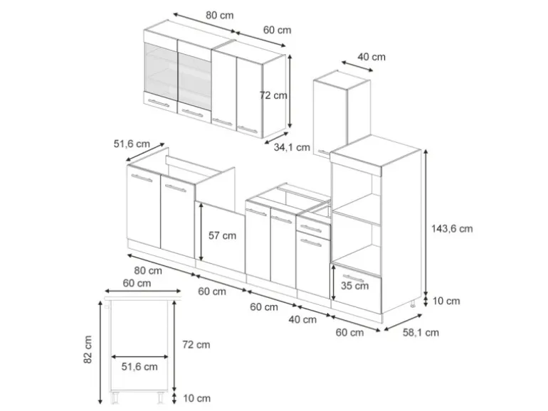 Vicco Fame-Line Küchenschränke Dunkelblau Hochglanz/Goldkraft Eiche 300 cm mit HochschrankAP Anthrazit ohne E-Geräte