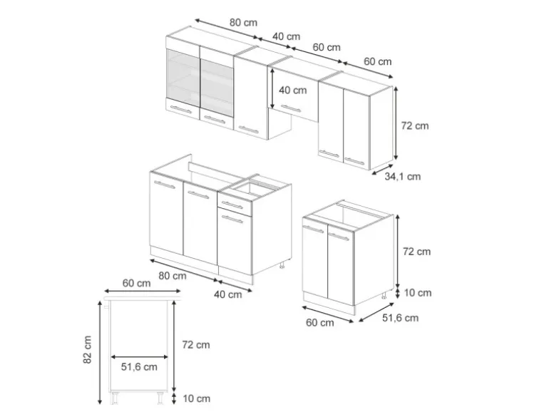 Vicco Fame-Line Küchenschränke Grün-Gold Landhaus/Goldkraft Eiche 240 cm AP Eiche ohne E-Geräte