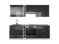 Vicco Fame-Line Küchenschränke Anthrazit Hochglanz/Weiß 235 cm ohne Arbeitsplatte ohne E-Geräte