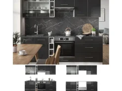 Vicco Fame-Line Küchenschränke Anthrazit Hochglanz/Weiß 235 cm ohne Arbeitsplatte ohne E-Geräte