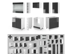 Vicco Fame-Line Küchenschränke Anthrazit Hochglanz/Weiß 235 cm ohne Arbeitsplatte ohne E-Geräte