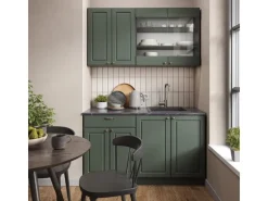 Vicco Fame-Line Küchenschränke Grün-Gold Landhaus/Anthrazit 140 cm AP Marmor ohne E-Geräte