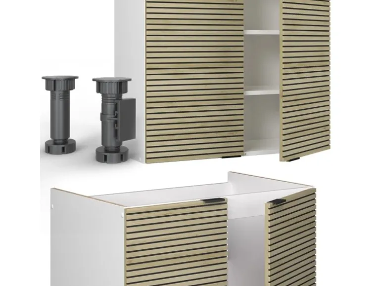 Vicco Fame-Line Küchenschränke Eiche Paneel/Weiß 200 cm AP Eiche ohne E-Geräte