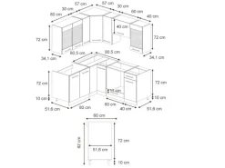 Vicco Fame-Line Küchenschränke Dunkelblau Hochglanz/Goldkraft Eiche 160 x 60 cm ohne Arbeitsplatte ohne E-Geräte