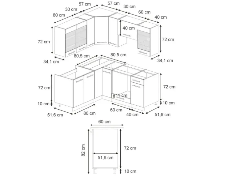 Vicco Fame-Line Küchenschränke Dunkelblau Hochglanz/Goldkraft Eiche 160 x 60 cm ohne Arbeitsplatte ohne E-Geräte