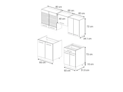 Vicco Fame-Line Küchenschränke Dunkelblau Hochglanz/Goldkraft Eiche 200 cm AP Anthrazit ohne E-Geräte