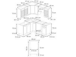 Vicco Fame-Line Küchenschränke Dunkelblau Hochglanz/Anthrazit 160 x 60 cm ohne Arbeitsplatte ohne E-Geräte