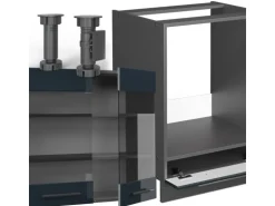 Vicco Fame-Line Küchenschränke Dunkelblau Hochglanz/Anthrazit 160 x 60 cm ohne Arbeitsplatte ohne E-Geräte