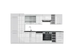 Vicco Fame-Line Küchenzeile Weiß Hochglanz/Weiß 355 cm ohne Arbeitsplatte ohne E-Geräte