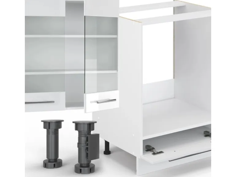 Vicco Fame-Line Küchenzeile Weiß Hochglanz/Weiß 355 cm ohne Arbeitsplatte ohne E-Geräte