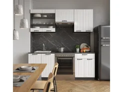 Vicco Fame-Line Küchenzeile Weiß Landhaus/Anthrazit 200 cm ohne Arbeitsplatte ohne E-Geräte