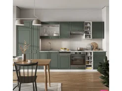 Vicco Fame-Line Küchenzeile Grün-Gold Landhaus/Weiß 355 cm AP Marmor ohne E-Geräte