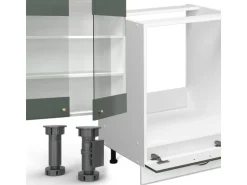 Vicco Fame-Line Küchenzeile Grün-Gold Landhaus/Weiß 355 cm AP Marmor ohne E-Geräte