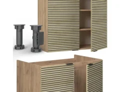 Vicco Fame-Line Küchenzeile Eiche Paneel/Goldkraft Eiche 240 cm AP Anthrazit ohne E-Geräte