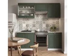 Vicco Fame-Line Küchenzeile Grün-Gold Landhaus/Weiß 200 cm AP Marmor ohne E-Geräte