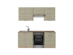 Vicco Fame-Line Küchenzeile Eiche Paneel/Goldkraft Eiche 200 cm AP Eiche ohne E-Geräte