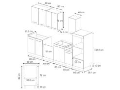 Vicco Fame-Line Küchenzeile Eiche Paneel/Goldkraft Eiche 300 cm mit HochschrankAP Anthrazit ohne E-Geräte