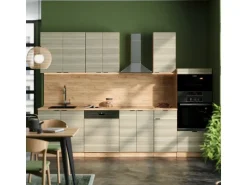 Vicco Fame-Line Küchenzeile Eiche Paneel/Goldkraft Eiche 300 cm mit HochschrankAP Anthrazit ohne E-Geräte