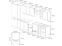 Vicco Fame-Line Küchenzeile Eiche Paneel/Anthrazit 355 cm AP Anthrazit ohne E-Geräte