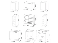 Vicco Fame-Line Küchenzeile Goldkraft Eiche/Anthrazit 235 cm ohne Arbeitsplatte ohne E-Geräte