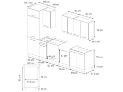 Vicco Fame-Line Küchenzeile Eiche Paneel/Anthrazit 300 cm AP Anthrazit ohne E-Geräte