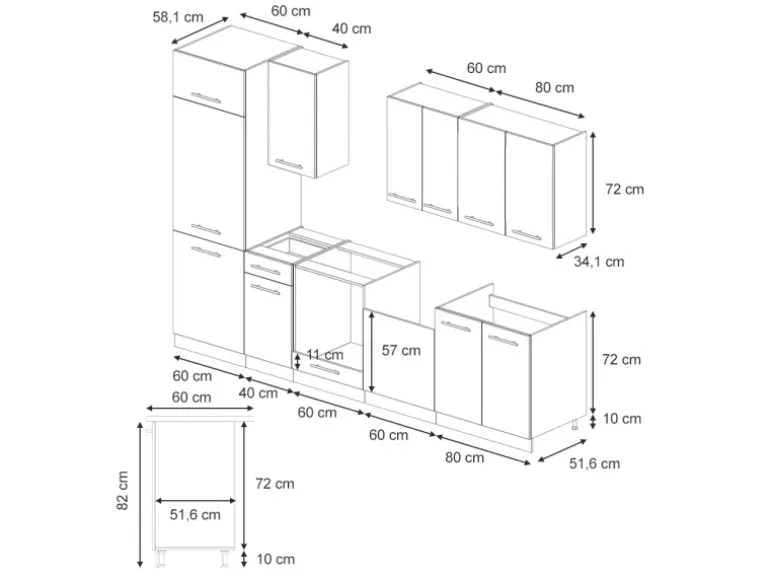 Vicco Fame-Line Küchenzeile Eiche Paneel/Anthrazit 300 cm AP Anthrazit ohne E-Geräte