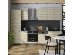 Vicco Fame-Line Küchenzeile Eiche Paneel/Anthrazit 300 cm AP Anthrazit ohne E-Geräte