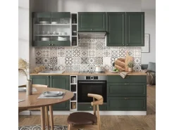Vicco Fame-Line Küchenzeile Grün-Gold Landhaus/Weiß 235 cm AP Marmor ohne E-Geräte