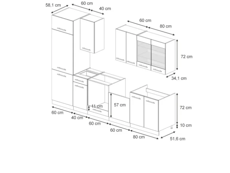 Vicco Fame-Line Küchenzeile Dunkelblau Hochglanz/Weiß 300 cm AP Marmor ohne E-Geräte