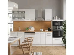 Vicco Fame-Line Küchenzeile Weiß Hochglanz/Weiß 300 cm mit HochschrankAP Anthrazit ohne E-Geräte