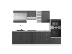 Vicco Fame-Line Küchenzeile Anthrazit Landhaus/Weiß 280 cm ohne Arbeitsplatte ohne E-Geräte