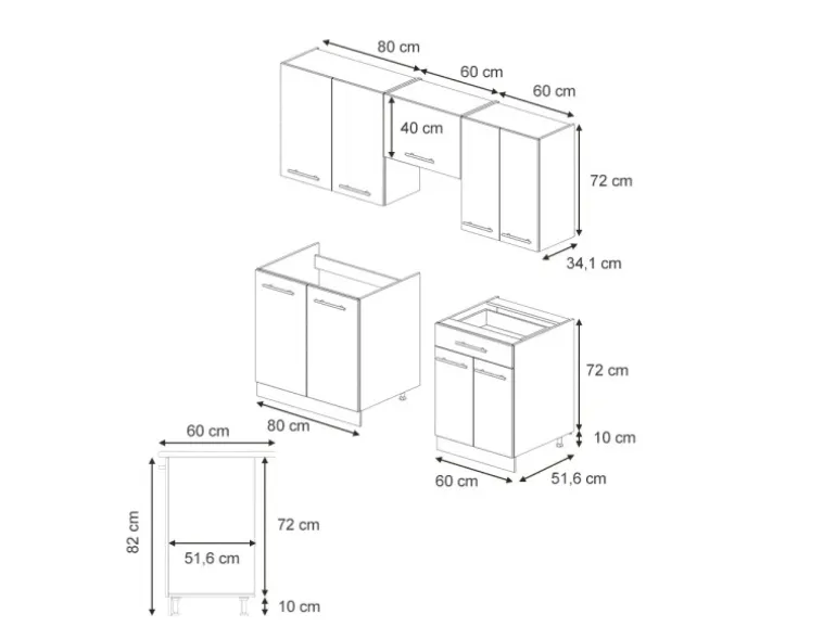 Vicco Fame-Line Küchenzeile Eiche Paneel/Anthrazit 200 cm AP Eiche ohne E-Geräte