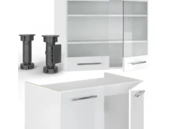 Vicco Fame-Line Küchenzeile Weiß Hochglanz/Weiß 235 cm AP Anthrazit ohne E-Geräte