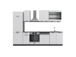 Vicco Fame-Line Küchenzeile Weiß Landhaus/Anthrazit 300 cm AP Anthrazit ohne E-Geräte